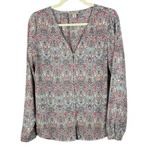 Eliane Rose Paisley V-Neck Long Sleeve Large Blouse - Pink Multi